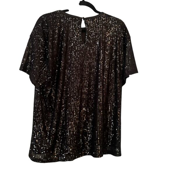 Inc International Concepts Top Black Sequin Blouse XXL NEW Lined Holidays Party - Picture 3 of 9